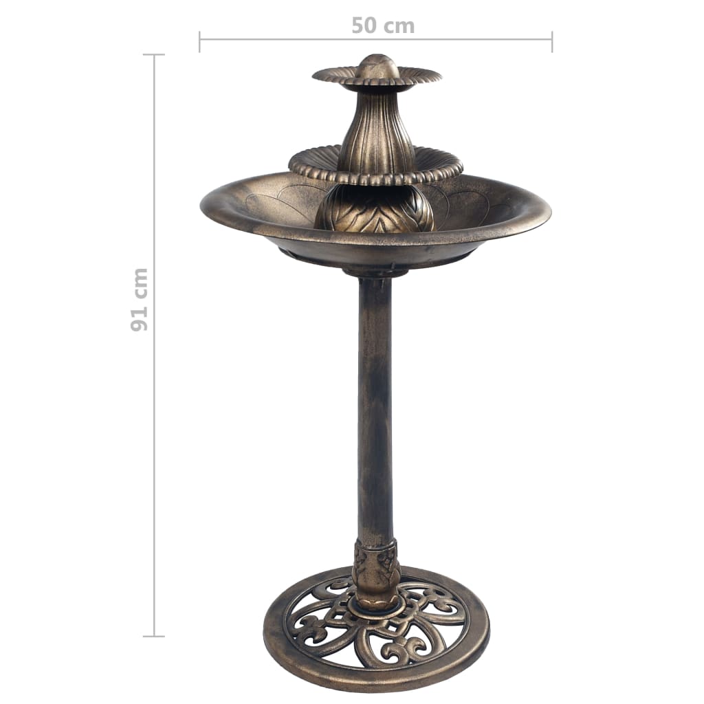 vidaXL Bain d'oiseaux avec fontaine Bronze 50×91 cm Plastique