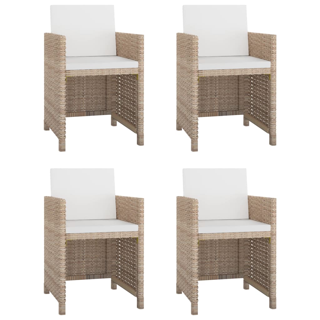 vidaXL 5-tlg. Garten-Essgruppe mit Auflagen Poly Rattan Beige