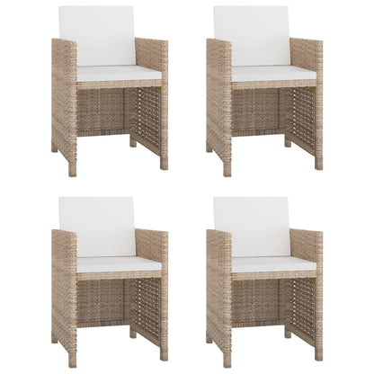 vidaXL 5-tlg. Garten-Essgruppe mit Auflagen Poly Rattan Beige