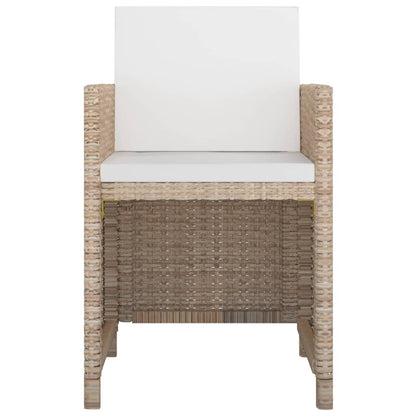 vidaXL 5-tlg. Garten-Essgruppe mit Auflagen Poly Rattan Beige