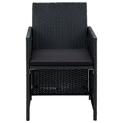 vidaXL 4-tlg. Garten-Lounge-Set mit Auflagen Poly Rattan Schwarz