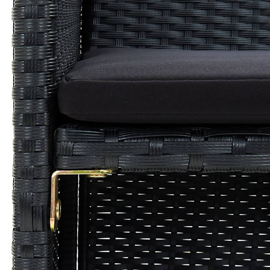 vidaXL 4-tlg. Garten-Lounge-Set mit Auflagen Poly Rattan Schwarz