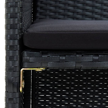 vidaXL 4-tlg. Garten-Lounge-Set mit Auflagen Poly Rattan Schwarz