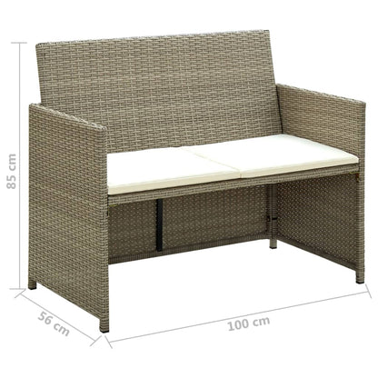 vidaXL 4-tlg. Garten-Lounge-Set mit Auflagen Beige Poly Rattan