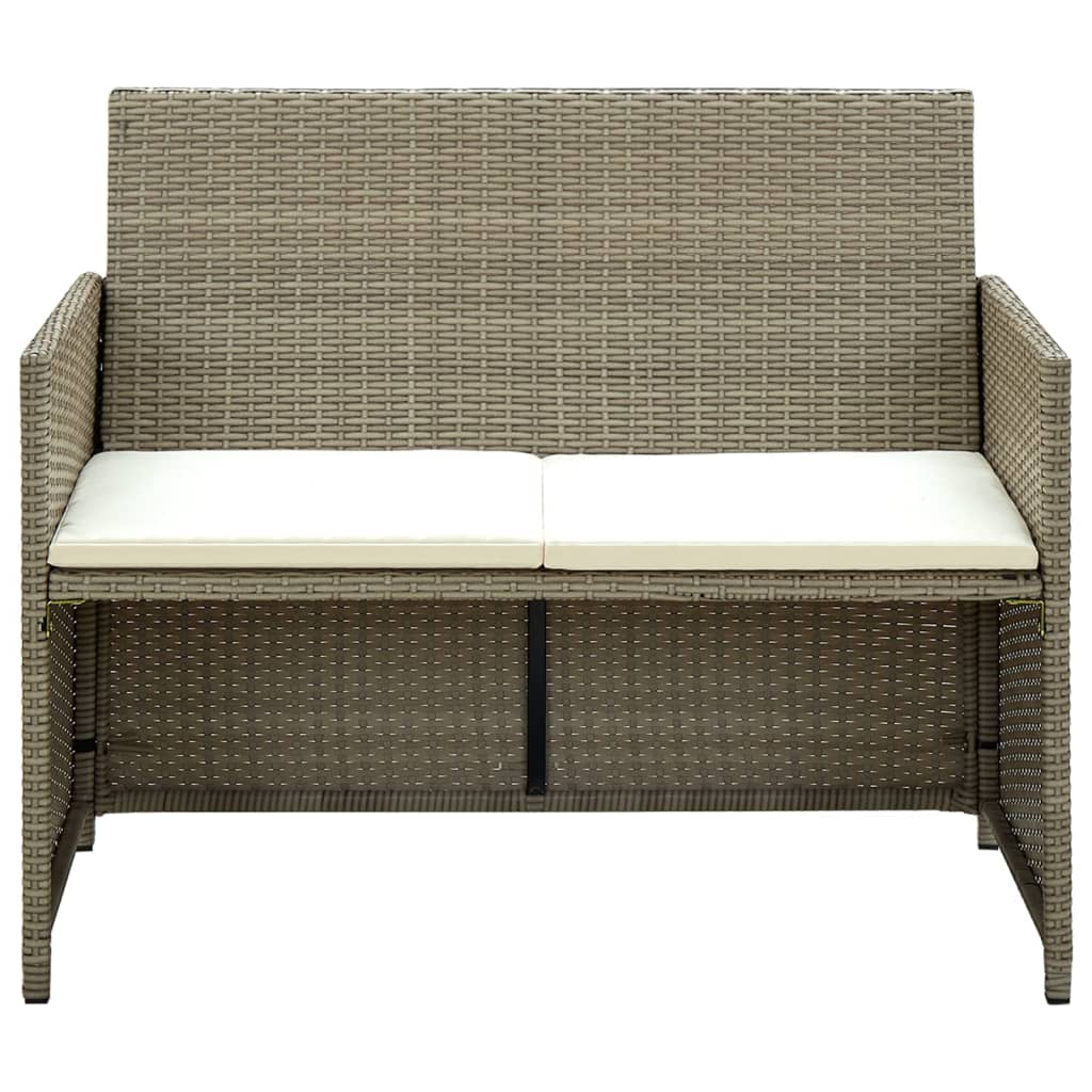 vidaXL 4-tlg. Garten-Lounge-Set mit Auflagen Beige Poly Rattan