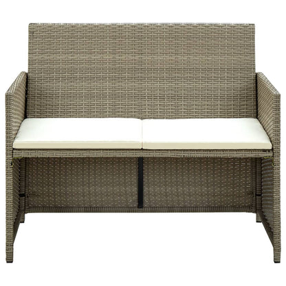 vidaXL 4-tlg. Garten-Lounge-Set mit Auflagen Beige Poly Rattan