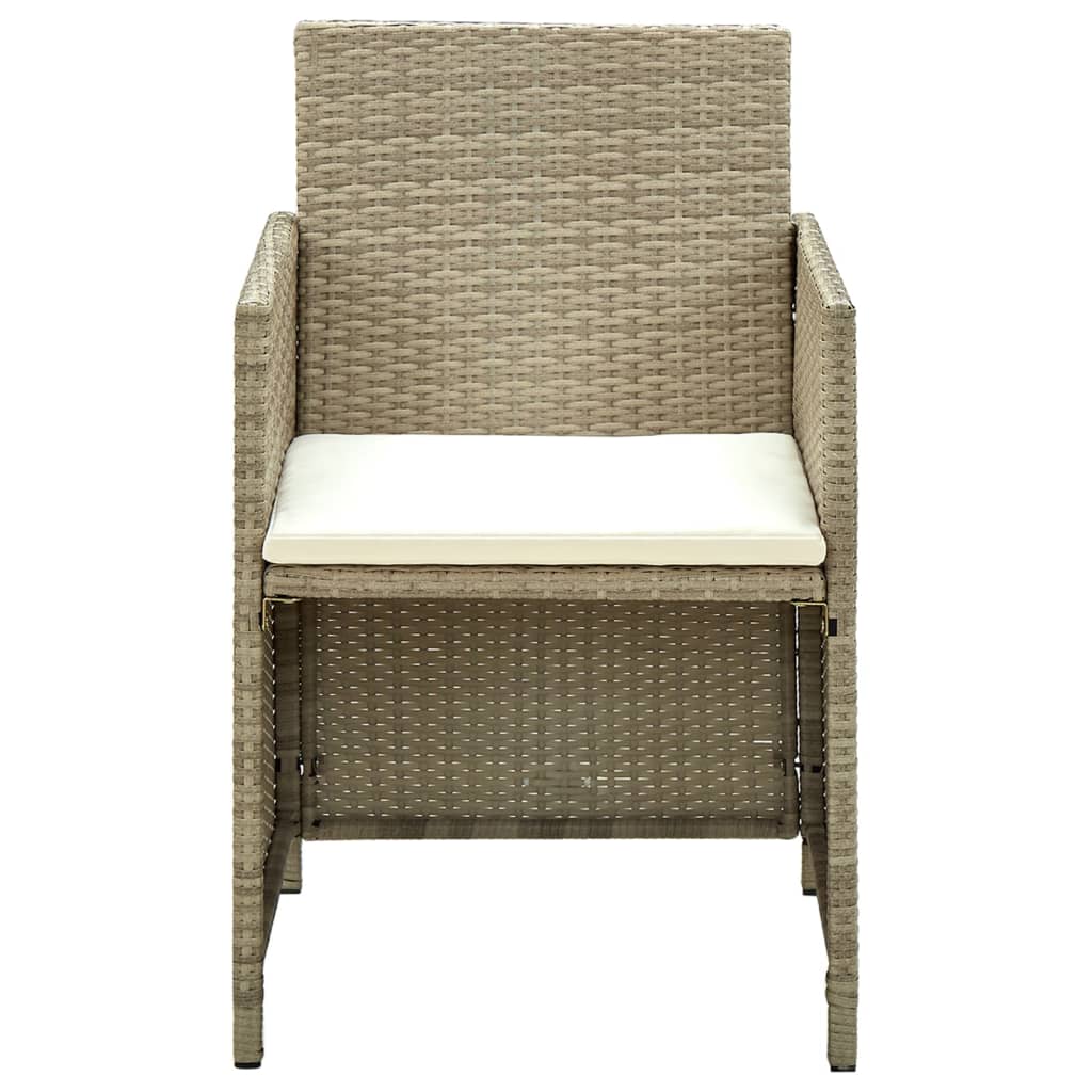 vidaXL 4-tlg. Garten-Lounge-Set mit Auflagen Beige Poly Rattan
