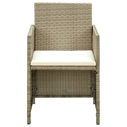 vidaXL 4-tlg. Garten-Lounge-Set mit Auflagen Beige Poly Rattan