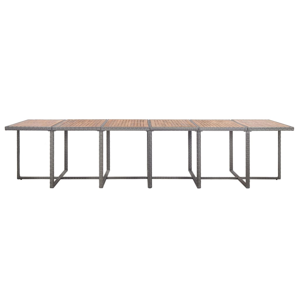 17-tlg. Garten-Essgruppe mit Auflagen Poly Rattan Grau