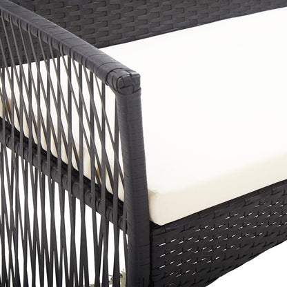 vidaXL Salon de jardin 4 pcs avec coussins résine tressée noir
