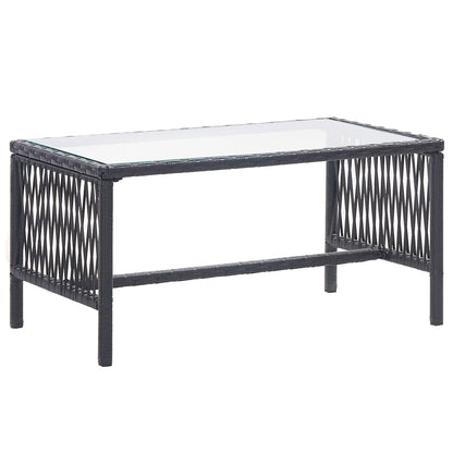 vidaXL Salon de jardin 4 pcs avec coussins résine tressée noir