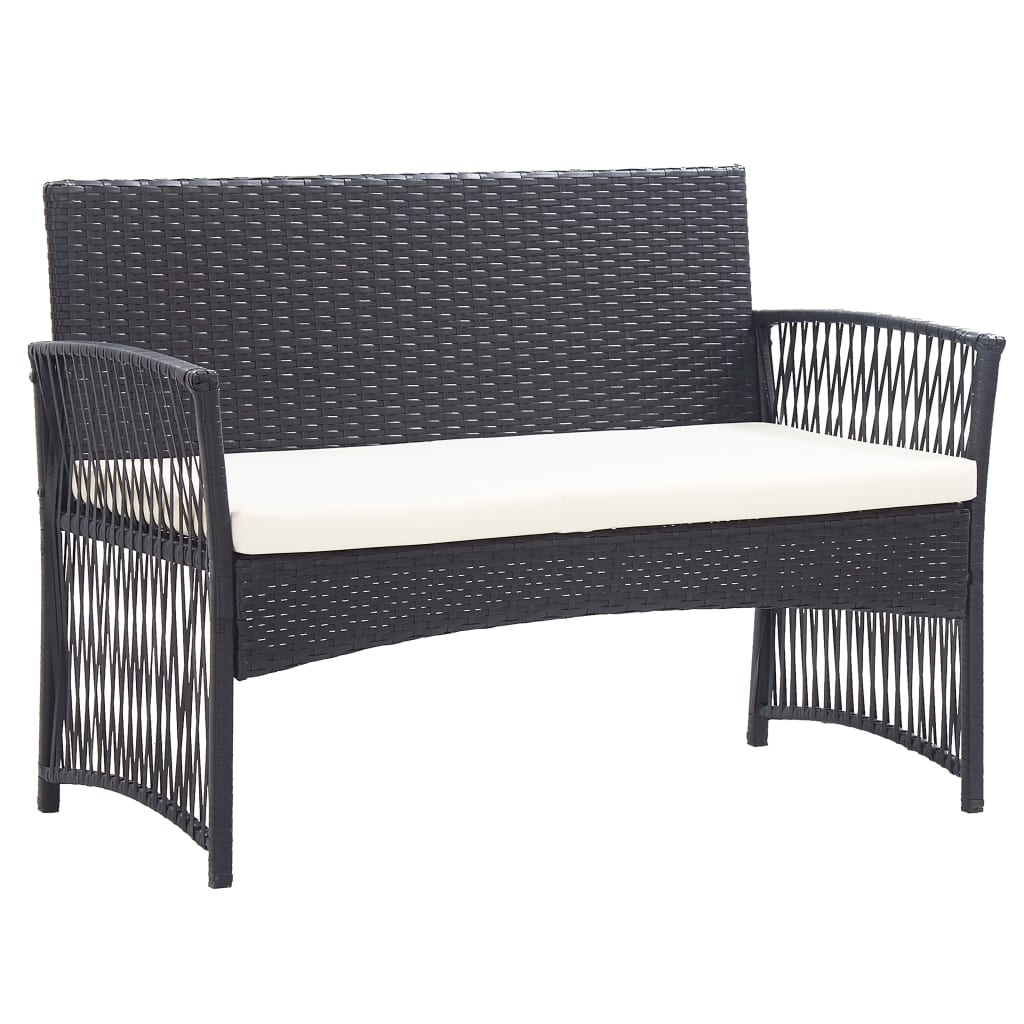 vidaXL Salon de jardin 4 pcs avec coussins résine tressée noir