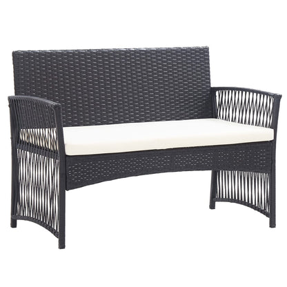 vidaXL Salon de jardin 4 pcs avec coussins résine tressée noir