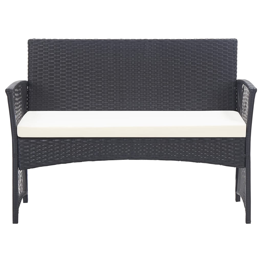 vidaXL Salon de jardin 4 pcs avec coussins résine tressée noir