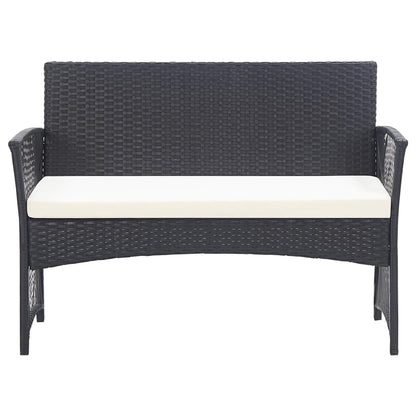 vidaXL Salon de jardin 4 pcs avec coussins résine tressée noir