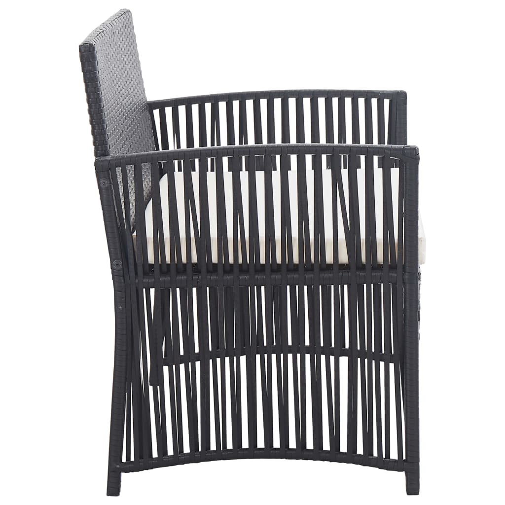 vidaXL Salon de jardin 4 pcs avec coussins résine tressée noir