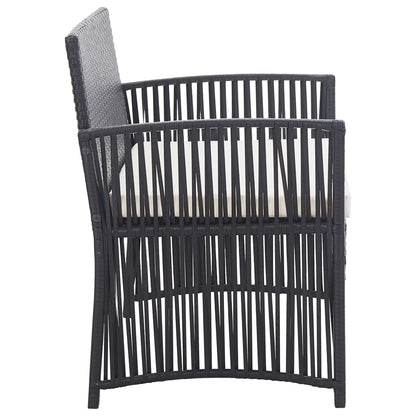 vidaXL Salon de jardin 4 pcs avec coussins résine tressée noir