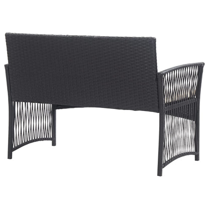 vidaXL Salon de jardin 4 pcs avec coussins résine tressée noir