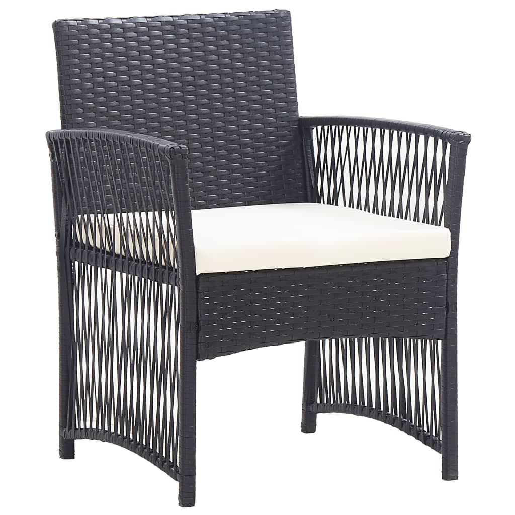 vidaXL Salon de jardin 4 pcs avec coussins résine tressée noir