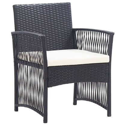 vidaXL Salon de jardin 4 pcs avec coussins résine tressée noir