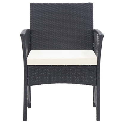 vidaXL Salon de jardin 4 pcs avec coussins résine tressée noir