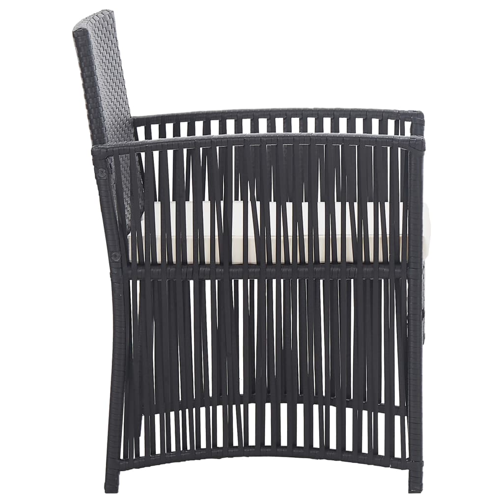 vidaXL Salon de jardin 4 pcs avec coussins résine tressée noir