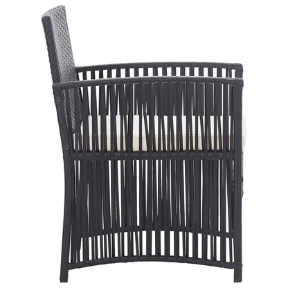 vidaXL Salon de jardin 4 pcs avec coussins résine tressée noir