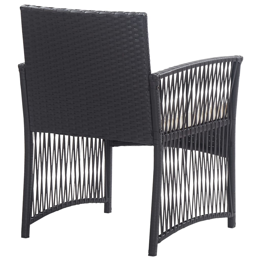 vidaXL Salon de jardin 4 pcs avec coussins résine tressée noir