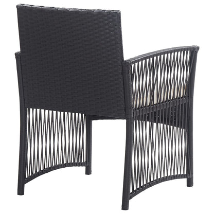 vidaXL Salon de jardin 4 pcs avec coussins résine tressée noir