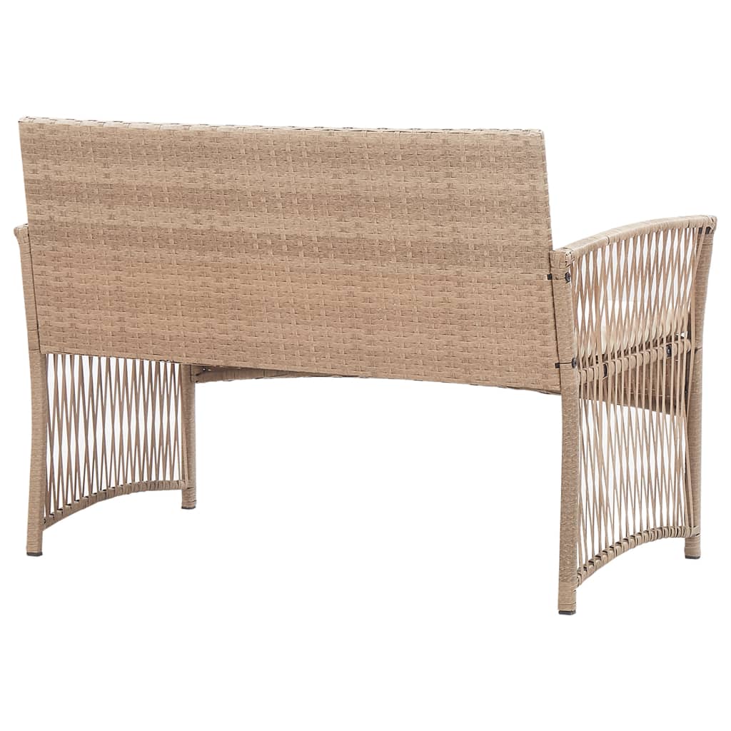vidaXL Ensemble de jardin lounge 4 pcs avec coussin Résine tressée Beige