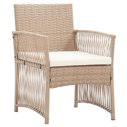 vidaXL Ensemble de jardin lounge 4 pcs avec coussin Résine tressée Beige