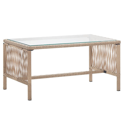 vidaXL Ensemble de jardin lounge 4 pcs avec coussin Résine tressée Beige