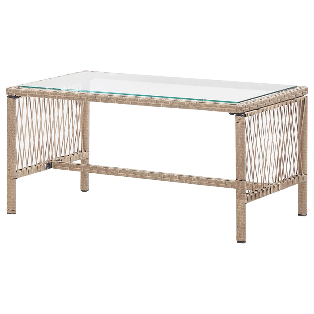 vidaXL Ensemble de jardin lounge 4 pcs avec coussin Résine tressée Beige