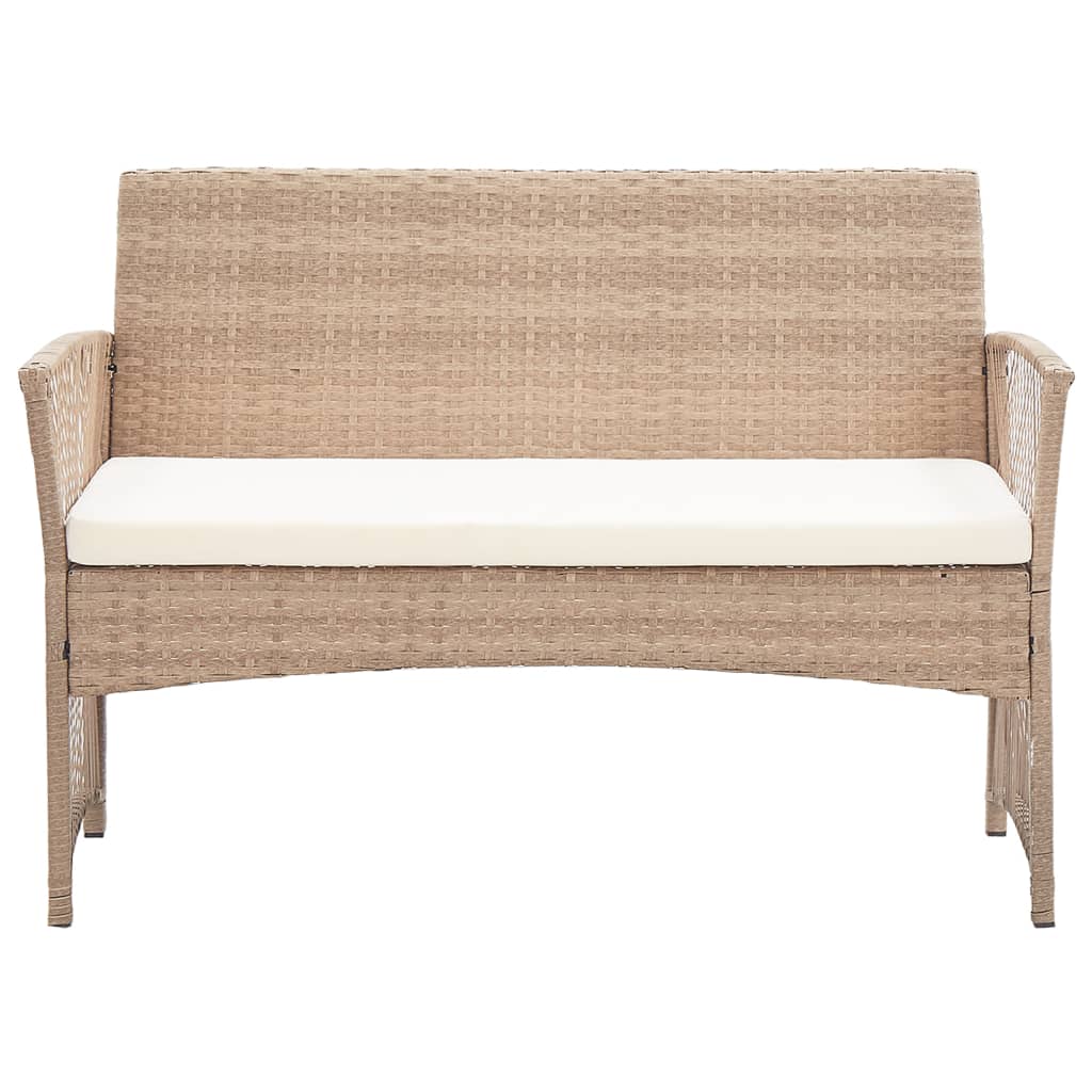 vidaXL Ensemble de jardin lounge 4 pcs avec coussin Résine tressée Beige