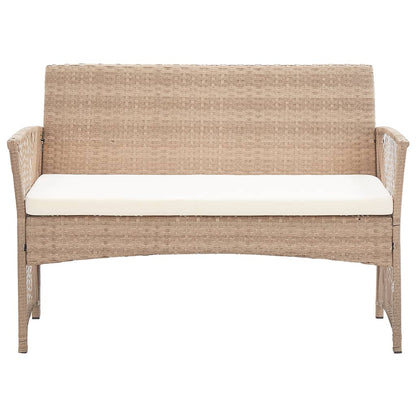 vidaXL Ensemble de jardin lounge 4 pcs avec coussin Résine tressée Beige