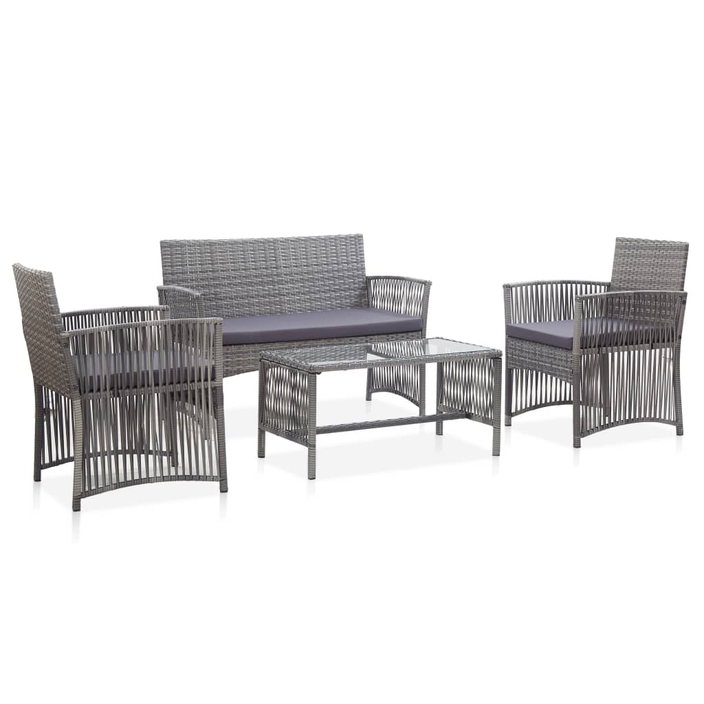 vidaXL Ensemble de salon de jardin 4 pcs avec coussins résine tressée anthracite