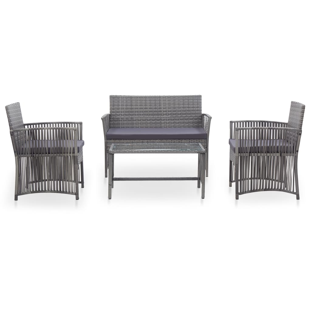 vidaXL Ensemble de salon de jardin 4 pcs avec coussins résine tressée anthracite