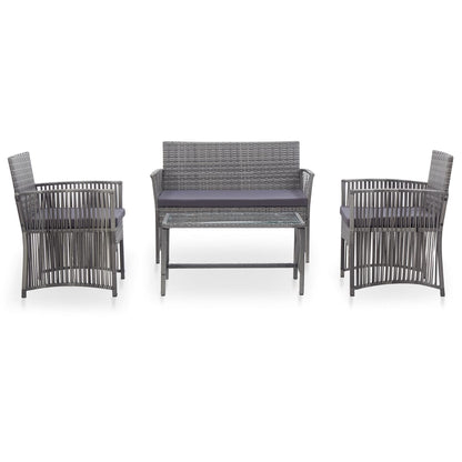 vidaXL Ensemble de salon de jardin 4 pcs avec coussins résine tressée anthracite