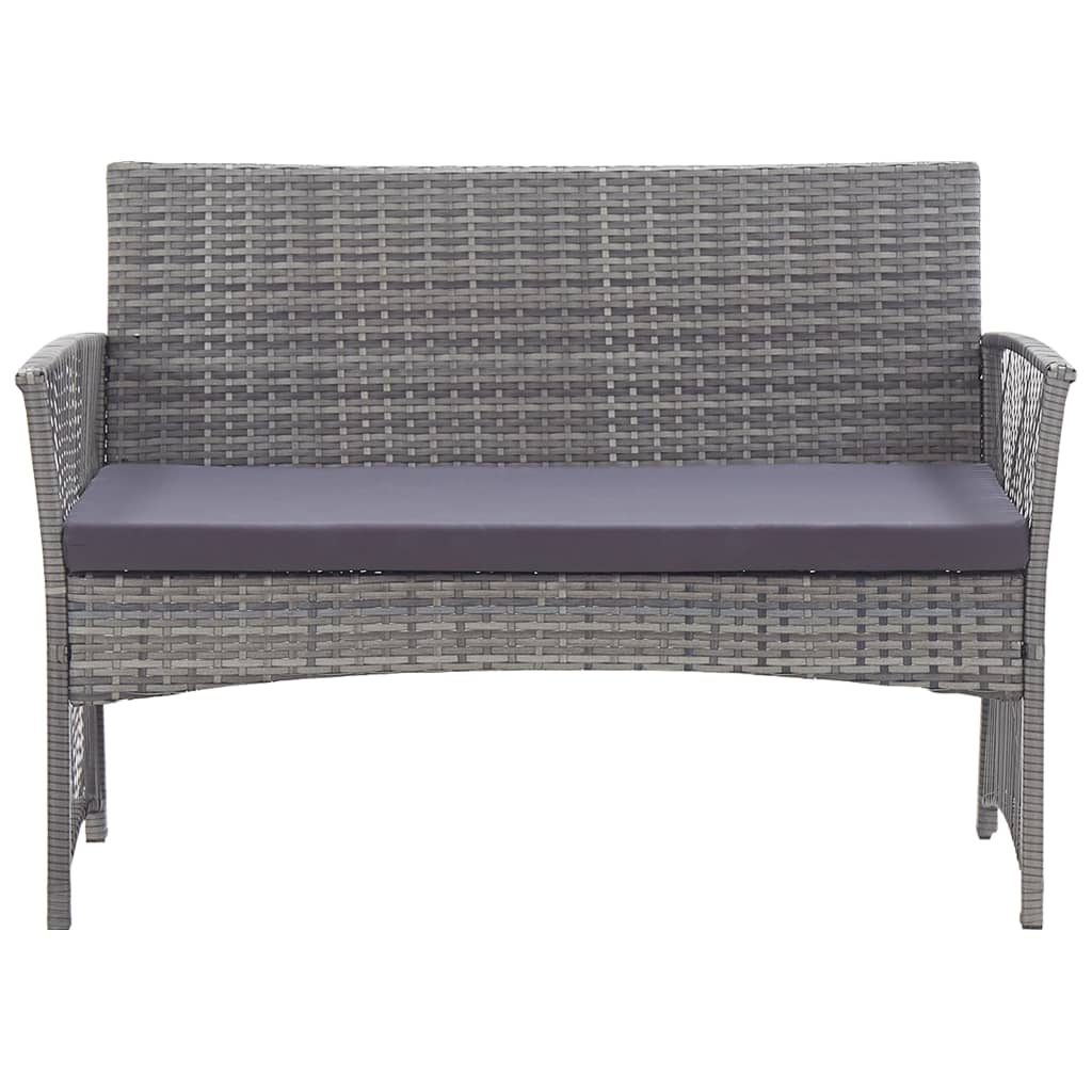 vidaXL Ensemble de salon de jardin 4 pcs avec coussins résine tressée anthracite