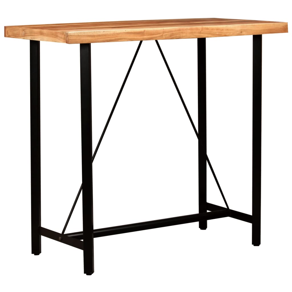 vidaXL 5-tlg. Bar-Set Massivholz und Echtleder