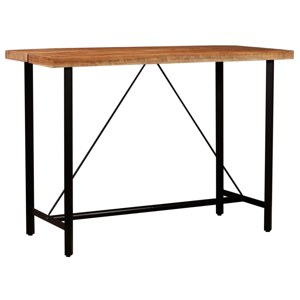 vidaXL 5-tlg. Bar-Set Massivholz und Echtleder
