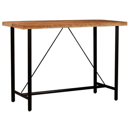 vidaXL 5-tlg. Bar-Set Massivholz und Echtleder