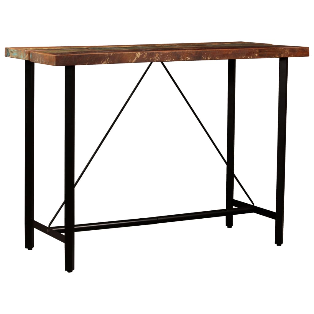 vidaXL 5-tlg. Bar-Set Recyceltes Massivholz und Echtleder