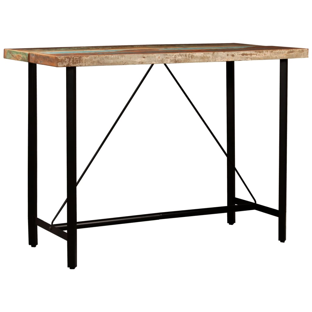 vidaXL 5-tlg. Bar-Set Recyceltes Massivholz und Echtleder
