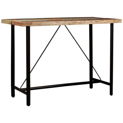 vidaXL 5-tlg. Bar-Set Recyceltes Massivholz und Echtleder