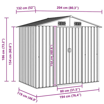 Gartenschuppen Anthrazit Stahl 204 x 132 x 186 cm