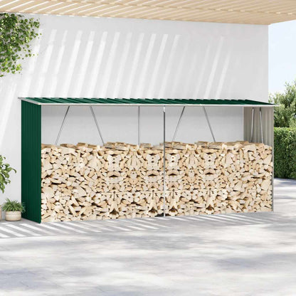 Brennholzlager Verzinkter Stahl 330x84x152 cm Grün