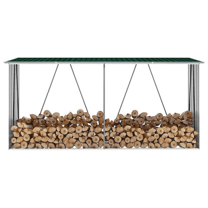 Brennholzlager Verzinkter Stahl 330x84x152 cm Grün