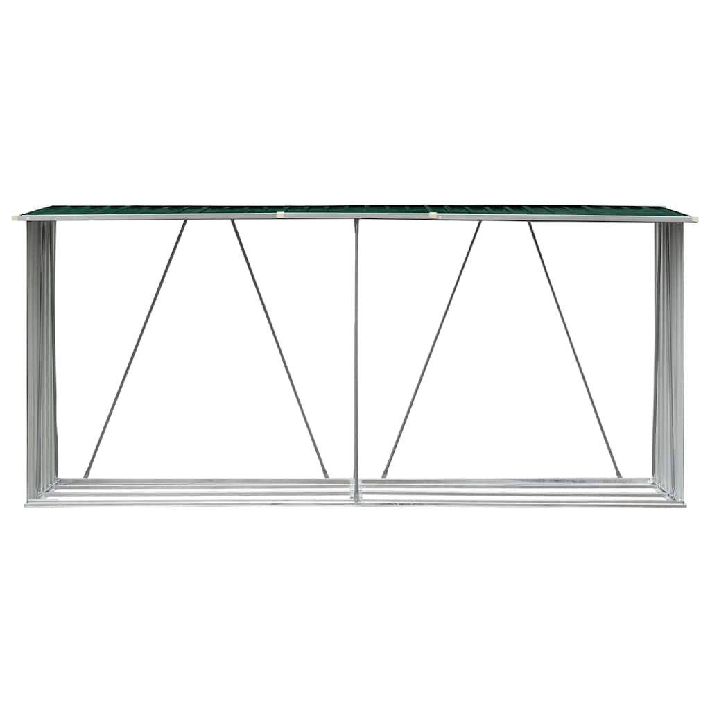 Brennholzlager Verzinkter Stahl 330x84x152 cm Grün