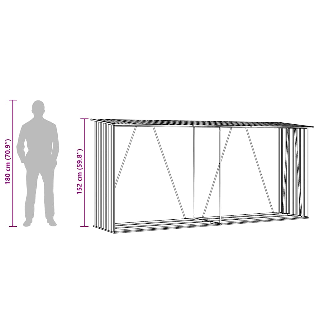 Brennholzlager Verzinkter Stahl 330x84x152 cm Grün